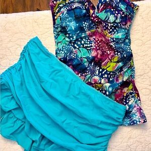 Gotex Tankini 34E + 2 skirt bottoms size 8
